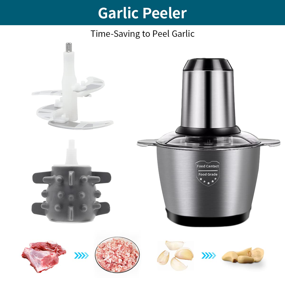 HASTHIP Chopper for Kitchen Electric 2L 400W Vegetable Chopper Good Grade Stainless Steel Garlic Chopper with 2 Speeds Adjustable Meat Mincer Meat Grinder Machine for Nuts Onion Veg and Salad HASTHIP Chopper for Kitchen Electric 2L 400W Vegetable Chopper Good Grade Stainless Steel Garlic Chopper with 2 Speeds Adjustable Meat Mincer Meat Grinder Machine for Nuts Onion Veg and Salad